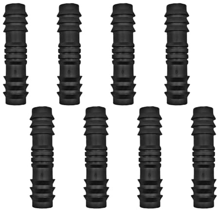 8 Pcs 13 mm (1/2 Inch) Pipe/Hose Irrigation Connectors Straight Plastic Hose Connector for Drip and Soaker Hose Systems, Garden Irrigation Fitting Set (Black)
