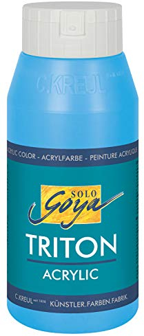 KREUL 17036 - Solo Goya Triton Acrylfarbe lichtblau, 750 ml Flasche, schnell und matt trocknend, Farbe auf Wasserbasis, in Studioqualität, vielseitig einsetzbar, gut deckend und ergiebig
