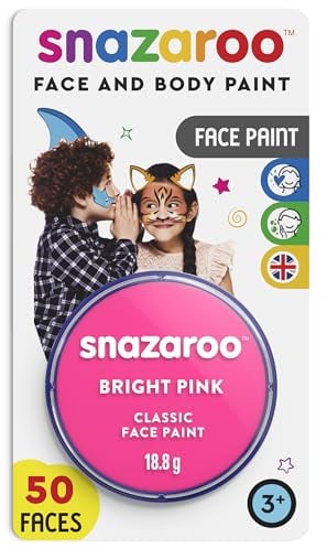 Snazaroo 1119058 Schminkfarbe - Leuchtrosa , 18ml Blister - hautfreundliche Gesichtschminke auf Wasserbasis, wasservermalbar, parabenfrei, Face & Bodypaint Farbe für Kinder & Erwachsene