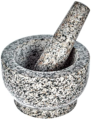 ZELLER PRESENT SCHÖNER LEBEN. PRAKTISCH WOHNEN. 24503 Mörser und Stößel-Set, Granit, grau, ca. Ø 13 x 8 cm, 13 x 13 x 8 cm