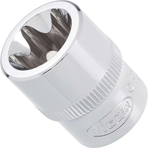 Vigor V2728 - Llave de vaso Torx E8 mm, longitud 28 mm, 3/8