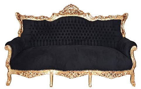 Prunksofa barockes Salon Sofa Schwarz Gold Antik Stil Sitzbank 200 cm cat599a02 Palazzo Exklusiv