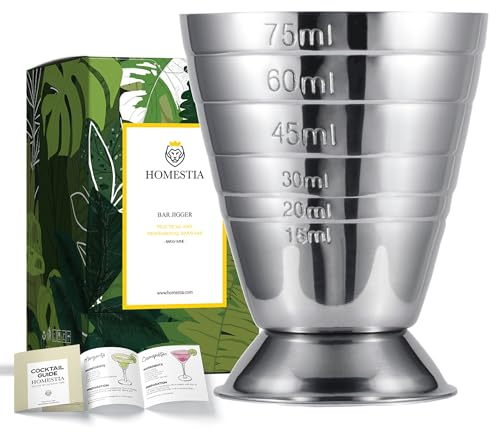 Homestia Verre doseur design en acier inoxydable argenté 75 ml