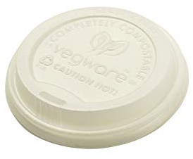 Vegware Compostable Coffee Cup Lids 225 ml / 8 oz (Pack of 1000), White, 79-Series Compatible, Plant Based CPLA Lids, GH024 | Plant-based construction offers a highly sustainable disposal route, pairing perfectly with 79-Series hot cups.