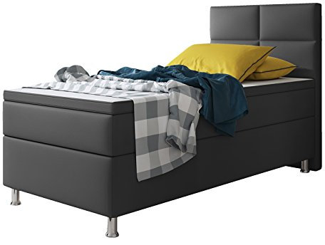 Inter Miami Boxspringbett, 100% Polyurethan, grau, 90X200 cm