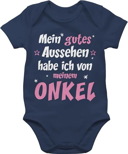 Baby Body Junge - Sprüche - Mein gutes Aussehen Onkel Mädchen - 12/18 Monate - Navy Blau - aussehen...onkel babymode witzig spruch uncle bodys habe ich von meinen strampler mit lustigen sprüchen