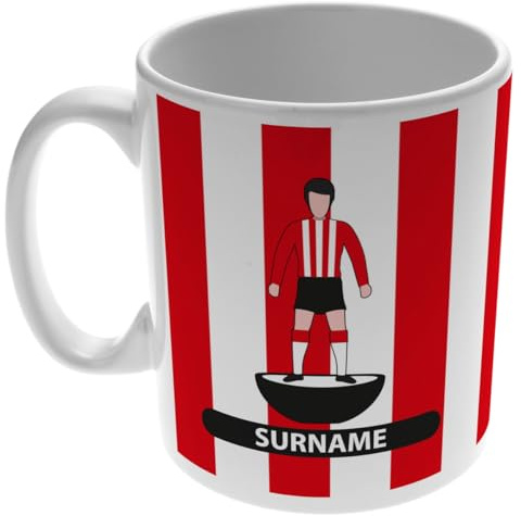 Personalised Player Figure 11oz Mug for Sunderland Fans, Great for Black Cats Football Supporters, Ceramic Tea Coffee Mug