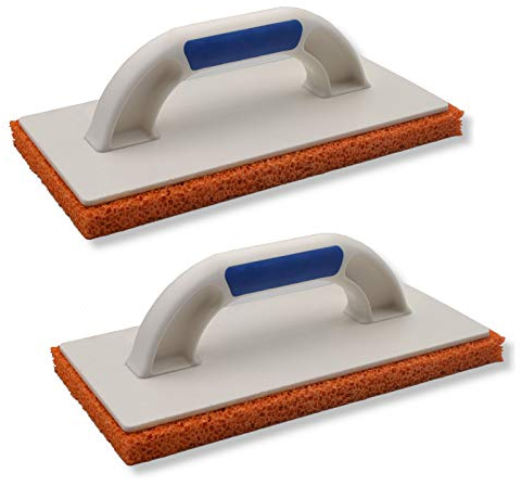 2er Set DEWEPRO® Schwammscheibe - Reibebrett (PS) mit 20mm Schwammgummi-Auflage - 280x140mm - 2-Komponenten Handgriff - Putzerbrett - Maurerbrett - Putz