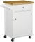 HOMCOM Kitchen Cart Storage Trolley Wooden Cabinet with Drawer Cupboard Towel Rail White