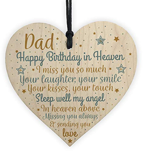 Placa conmemorativa de madera con texto en inglés Dad Angel Daddy Father Birthday