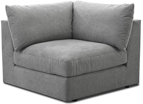 CAVADORE Sofa-Modul Fiona Spitzecke / Ecke für Wohnlandschaft oder XXL-Sessel / 107 x 90 x 107 / Webstoff silbergrau
