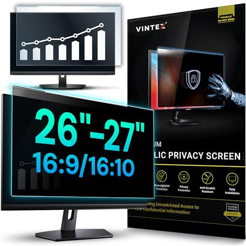 Universal 26, 27 - 16:9/16:10 Aspect Ratio - Computer Privacy Screen Filter for Widescreen Computer Monitors - 24.1 x 15.1 = 612 x 384 mm - Monitor Frame Hanging Type