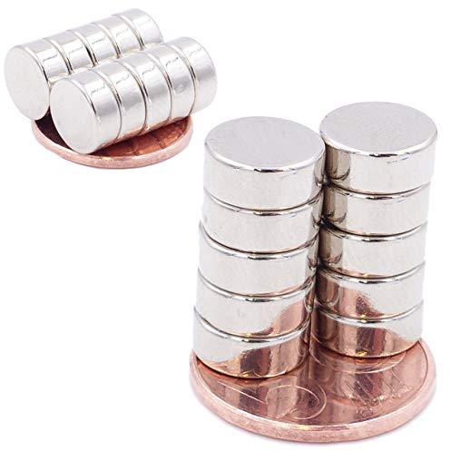 Brudazon | 15 Mini Scheiben-Magnete 10x4mm | N52 stärkste Stufe - Neodym-Magnete ultrastark | Power-Magnet für Modellbau, Foto, Whiteboard, Pinnwand, Kühlschrank, Basteln | Magnetscheibe extra stark
