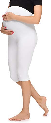 Merry Style Legging 3/4 Grossesse Maternité Tenue Sport Femme MS10-298 (Blanc, XL)