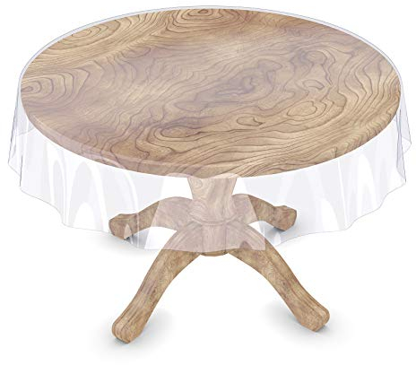 Tischdecke Transparent abwaschbar Durchsichtig Folie mit Saum in ohne Einfassung Rund 140cm 0,5mm