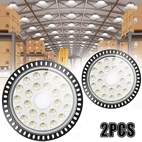 2 Stücke 100W LED UFO Industrielampe,WZTO 10000LM LED Hallenstrahler,SMD 2835 LED High Bay Licht mit Kaltweiß 6000-6500K,Abstrahlwinkel 120° für Deckenleuchte,Hallenbeleuchtung, Werkstattbeleuchtung