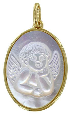 LES POULETTES BIJOUX - Vergoldet und Perlmutt Anhänger Ovale Medaillen Raphael Angel