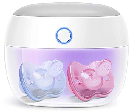 Papablic Desinfectante portátil con luz UV, mini caja desinfectante UV-C para chupete y más, 99.99% de desinfección en 59 segundos, recargable por USB