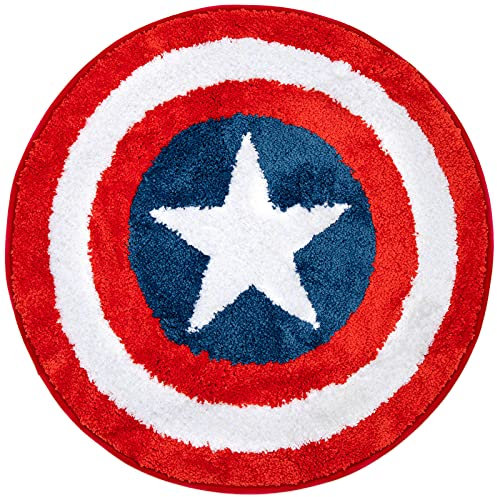 Jay Franco Marvel Avengers Shields Tufted Rug Tufted Cotton Bath Rug, Kids Bath (Official Marvel Product)