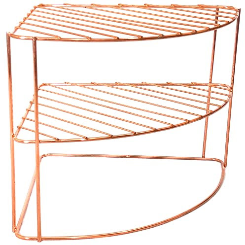 Homatz Plate Rack - 3 Tier Kitchen Organiser Cupboard Storage Unit Corner Shelf Organiser Plate Holder | Copper