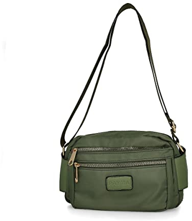 PAYMA - Damen Schultertaschen. Umhängetasche Wasserabweisend Crossbody. Innen und Außentaschen mit Reißverschluss. Täglicher Gebrauch, Reisen, Sport. Farbe: Militärgrün