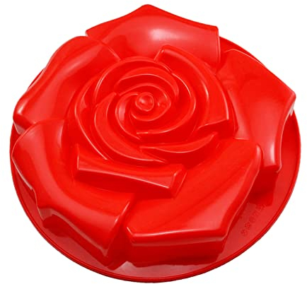 Hoshisea Molde Silicona para Flores, Grandes Rosas 3D, para Fondant, Hornear Pasteles, Gelatina, Magdalenas, Dulces (Rojo)