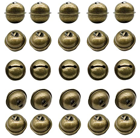 Pinenjoy 40 Stück antike Glöckchen, 3,7 cm, Bronze-Glocken, Weihnachtsglocken aus Metall zum Aufhängen, für Party, Haus, Kranz, Schlitten, Dekoration, Basteln