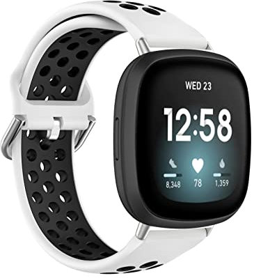 HYKEJJ Sport Armband für Fitbit Versa 3 Armband/Fitbit Sense Armband, Atmungsaktives Weiches Silikon Ersatz Armband Kompatibel mit Fitbit Versa 3 / Fitbit Sense (1)