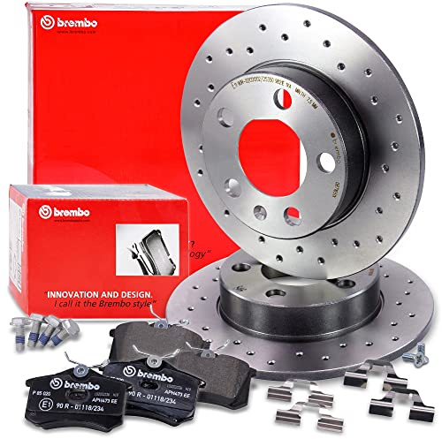 BREMBO XTRA LINE Bremsenset Hinterachse inkl. Gelochte Sport-Bremsscheiben Hinten Ø 230 mm Voll und Bremsbeläge Hinten