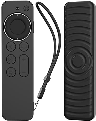 AHASTYLE Fernbedienung Hülle für Apple TV Siri Remote Control 4K 2021, Welligkeit Anti-Rutsch Silikone Remote Case für Apple TV 4K 2021 (Schwarz)