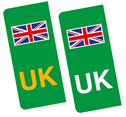 2 x UK EV Car Stickers - UK Union Jack Flag Number Plate Self-Adhesive Vinyl Stickers for Electric Car Van Lorry
