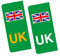 2 x UK EV Car Stickers - UK Union Jack Flag Number Plate Self-Adhesive Vinyl Stickers for Electric Car Van Lorry