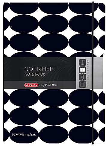 herlitz 50039777 Notizheft flex A4, 40 Blatt punktiert, Motiv: Just Black, 1 Stück