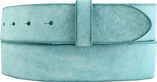 BELTINGER Wechselgürtel aus weichem Vollrindleder Used-Look ohne Schnalle 4 cm | Druckknopf-Gürtel für Damen Herren 40mm | Vintage-Look | Türkis 100cm