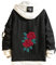Lpstop Rote Rose Blumendruck Jeansjacke Grafik Hoodie Y2K Leichte Jacke für Teenager Erwachsene