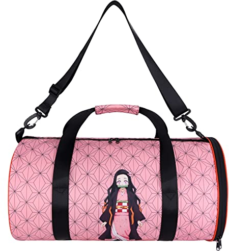 Roffatide Anime Demon Slayer Sporttasche mit Fächern für Schuhe und nasse Kleidung Kamado Nezuko Travel Sport Duffel Bag Lightweight Carryon Gymbag Fitness Bag