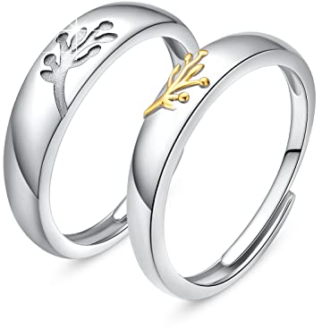 Paar Ringe Set 925 Sterling Silber Verlobungsringe Paar Verstellbare Offene Ring für Verlobungsringe Paar Fingerring Matching Rings Jubiläum Valentinstag für Damen Herren (Liebe)