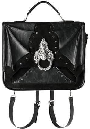 Restyle Bat Knocker Messenger Bag Gothic Flügel Nieten Alternative Cabrio, Schwarz