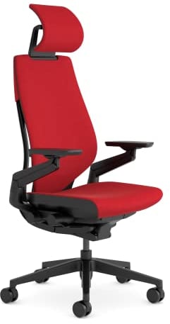 Steelcase Gesture Ergonomischer Bürostuhl mit 360° Armlehnen, 3D-Live Back Lumbalstütze, anpassbarer Kopfstütze Rot