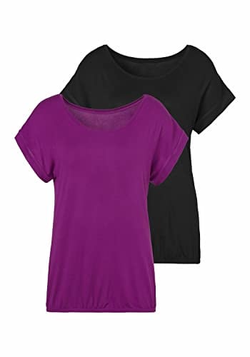 VIVANCE Damen Kurzarmshirt im 2er-Pack, lockere Passform, lässig