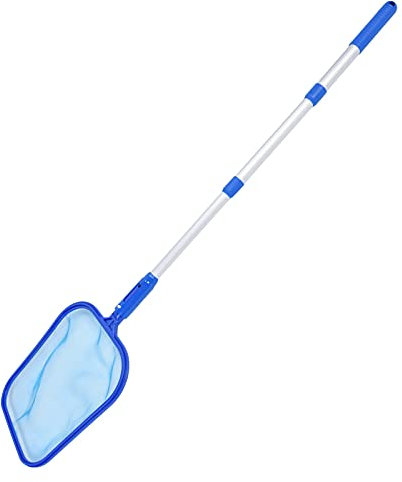 KENANLAN Épuisette de Piscine, Outils de Nettoyage de Piscine, râteau à Feuilles pour Piscine avec Pelle télescopique à 3 Sections, pour Nettoyer Les étangs, et spas