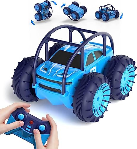 MaxTronic Chargement Direct Voiture télécommandée Tout Terrain Enfant 4WD 360° Rotation avec LED Colorée, 2.4 GHZ Voiture Radiocommandée Crawlers Rapide Étanche, Cadeau pour 3-12 Ans Garçon Fille