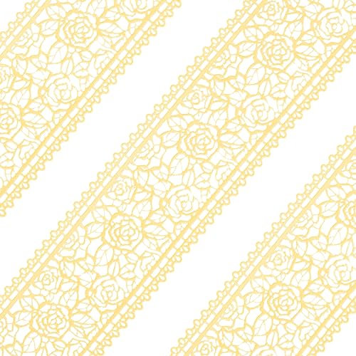10tlg Große gebrauchsfertige Spitze Tortenband essbar Spitzenbordüre Rosenblüte gelb