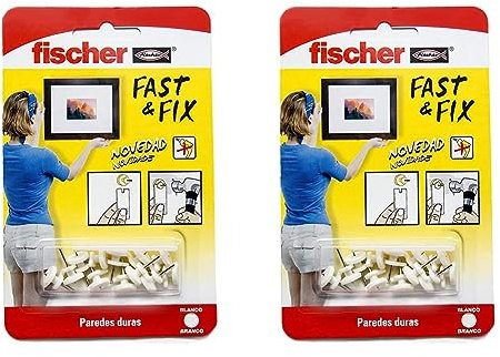 fischer - Cuelga fácil fija cuadros para colgar cuadros sin agujeros, 12 uds, Color Blanco (Paquete de 2)