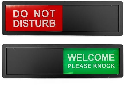 LICQIC Privacy Sign, DO NOT DISTURB/WELCOME PLEASE KNOCK - Sliding Door Sign for Home Office Restroom Conference, Black
