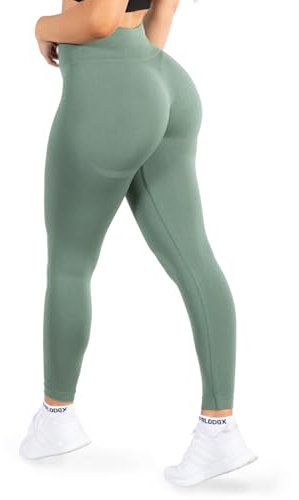 SMILODOX Leggings Damen Amaze Pro mit Scrunch, Butt Lift Sporthose High Waist V-Shape Trainingshose Seamless Blickdicht Yogahose Für Sport Fitness Alltag, Größe:S, Color:Olive