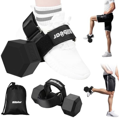 Bilbear Tibialis Trainer Strap for Shin Splint Relief, Adjustable Dumbbell Foot Attachment for Hip Flexor Raises, Dumbbell Ankle Strap for Weight Lifting, Relieve Leg Pain Increase Range of Motion