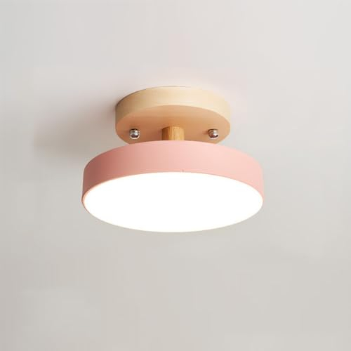 Mengjay Nordic Modern Deckenlampe LED Deckenleuchte Flach Rund,Deckenlampen 3000-6000K Modern Panel Lampe Led Lampen Deckenleuchte für Schlafzimmer Wohnzimmer Küche Flur (Rosa)