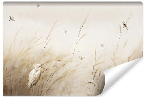 Muralo - 3D Tapete Vliestapete - Fototapete 3d Effekt - Tapete für Wohnzimmer Schlafzimmer Wandtapete - Fototapete - Vögel im hohen Gras Motiv - Br.360cm x Hö.240cm