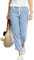 Hose Damen Leinen Sommerhose 7/8 Casual Leichte Baumwolle Leinenhose Stoffhose Bequeme Luftige Freizeithose Strandhose Mit Taschen (Blau, XXL)
